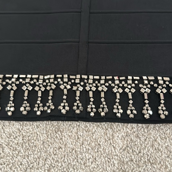 NWOT Herve Leger black beaded skirt - Picture 3 of 7